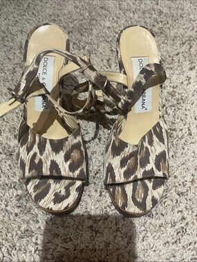 Dolce & Gabbana Leopard Print Ankle-Strap Heels